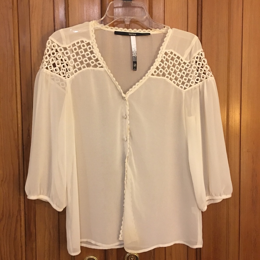 Kensie semi-sheer white blouse